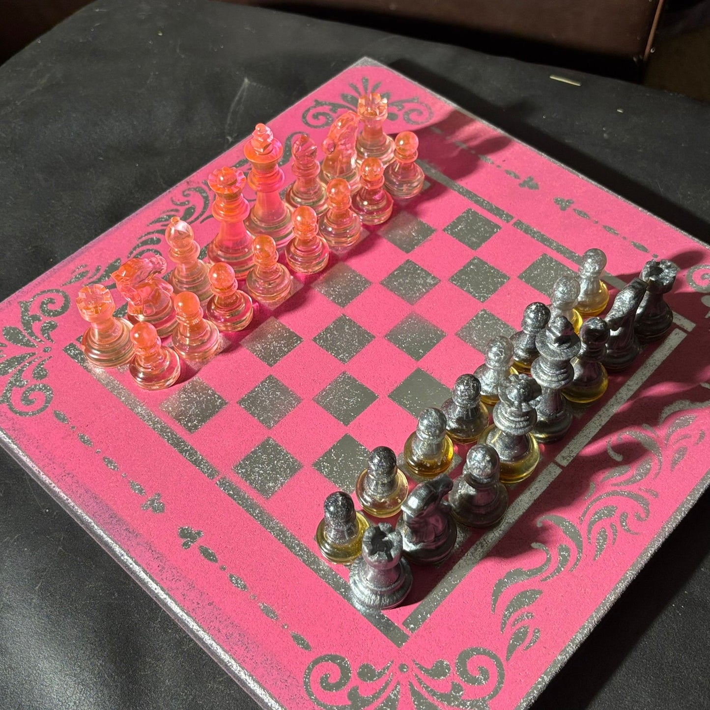 Chrome Pink - Painted Chess Set