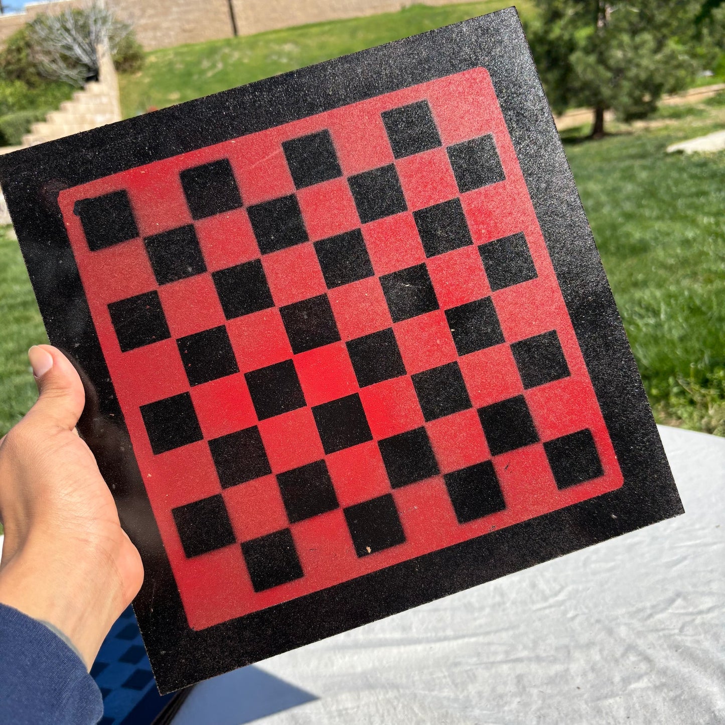 Wine Red- Painted Chess Set