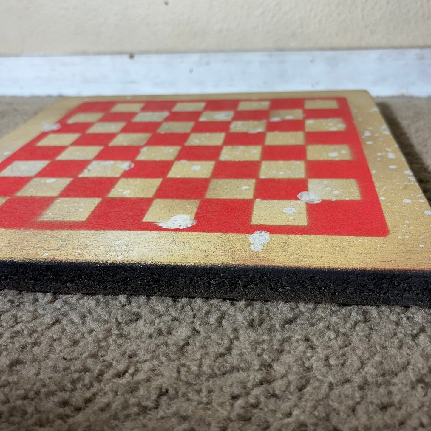 Red & Gold - Painted Chess Board