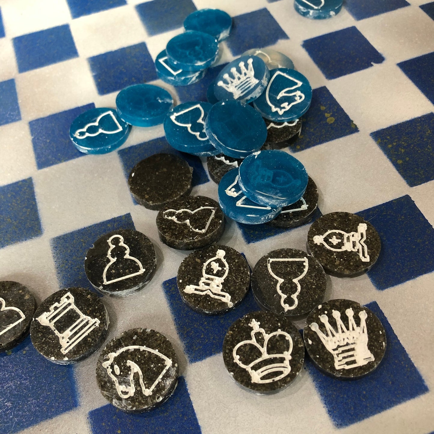 Chrome Blue - Painted Chess Set