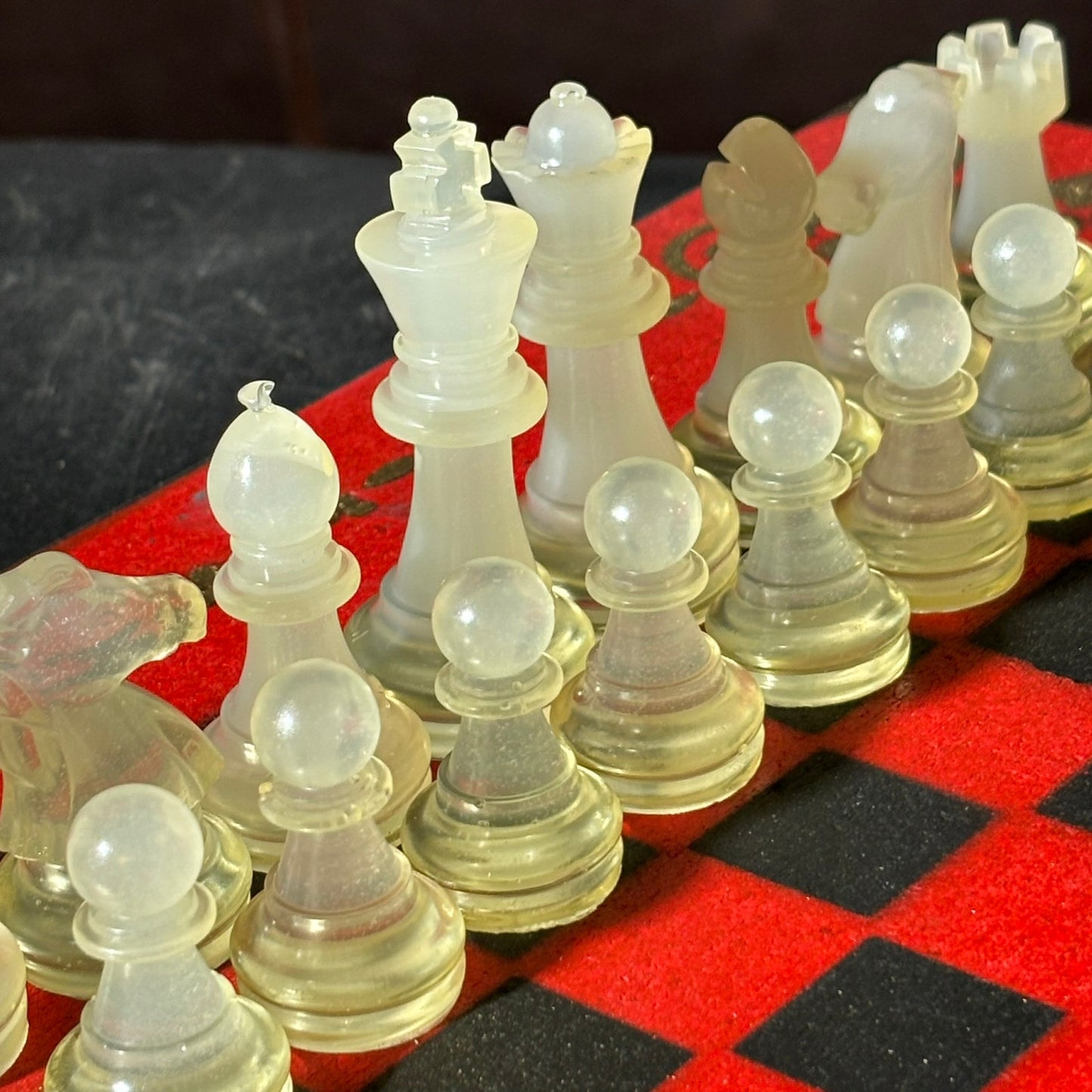 Golden Black & Red - Painted Chess Set