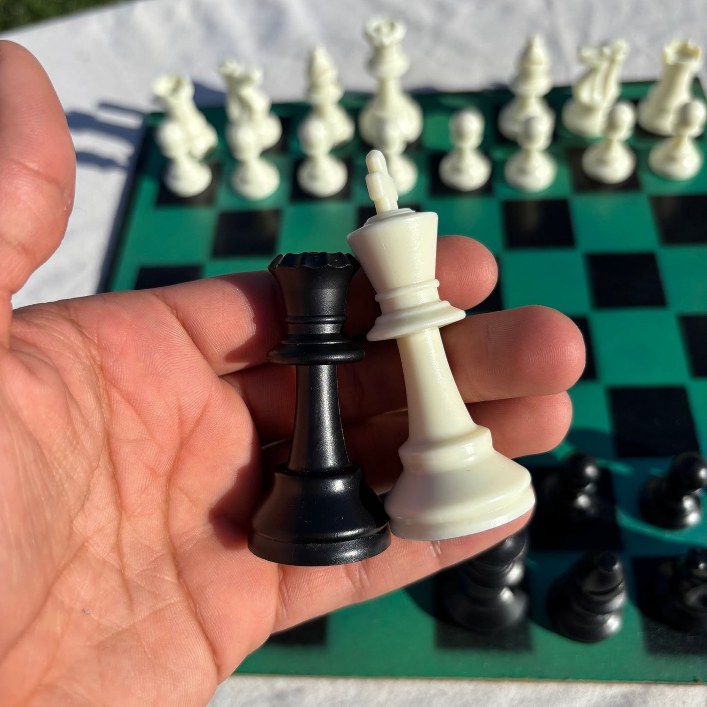 Green & Black - Painted Chess Set