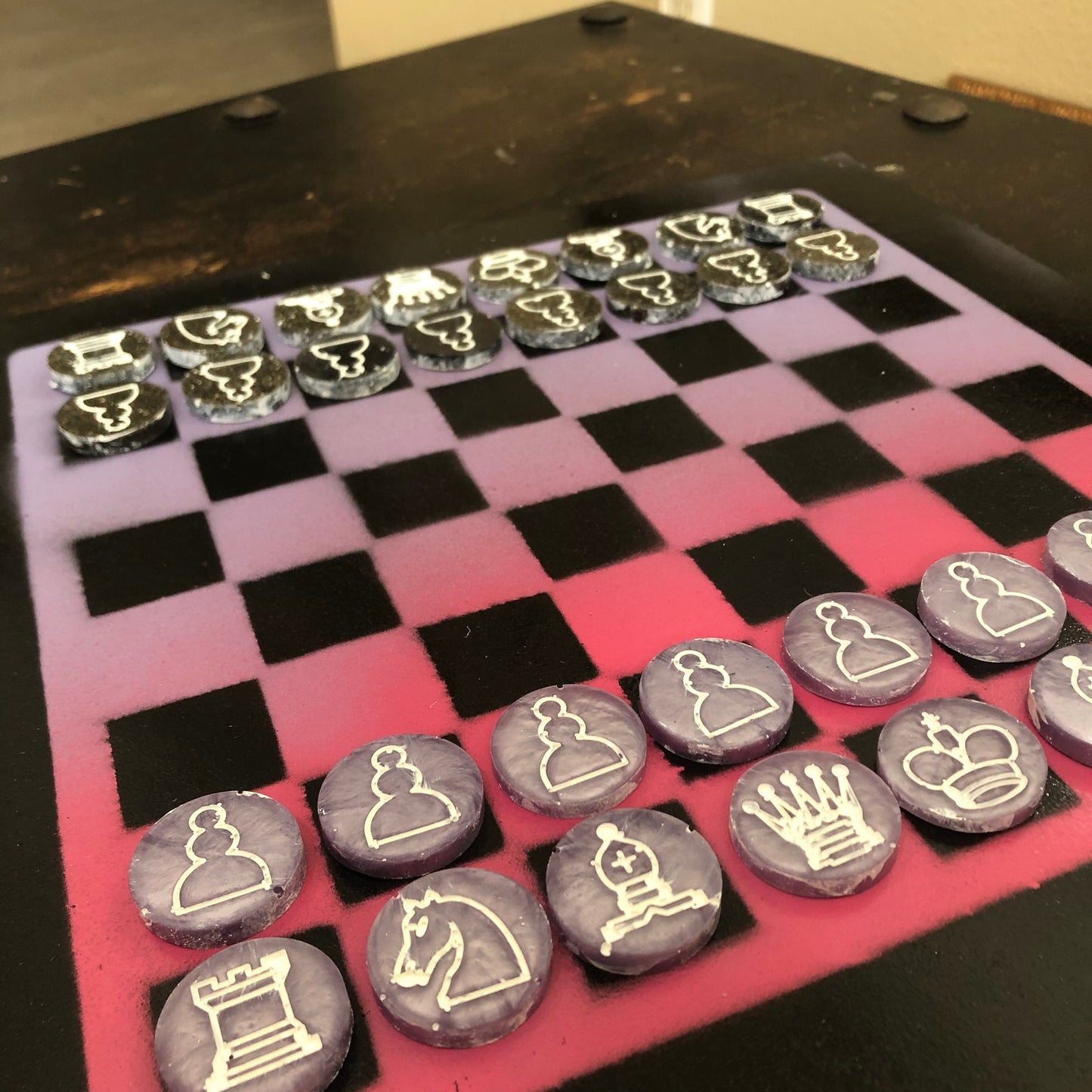 Stealth Purple/Pink - Painted Chess Set
