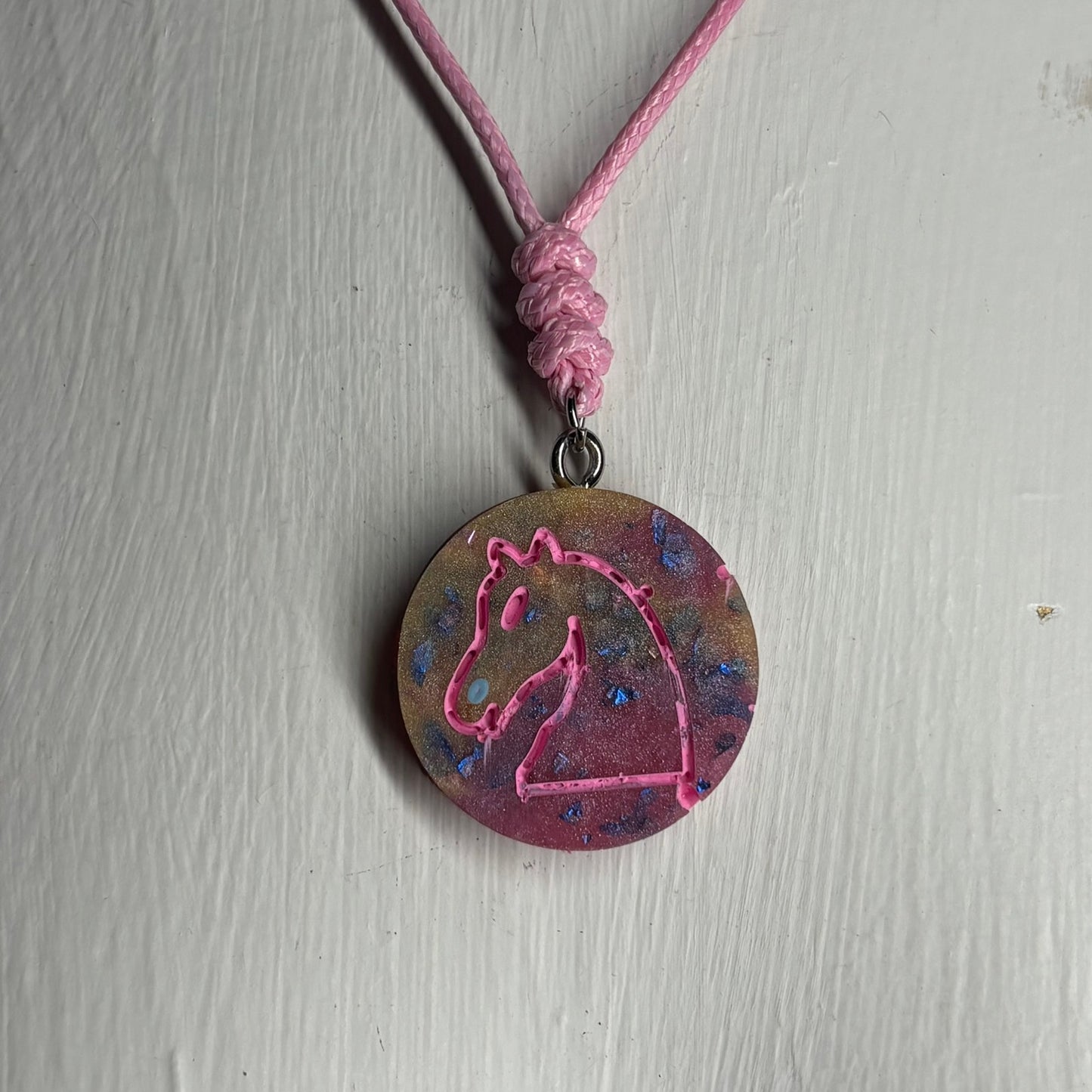 Royal Pink Knight - Handmade Resin Chess Necklace