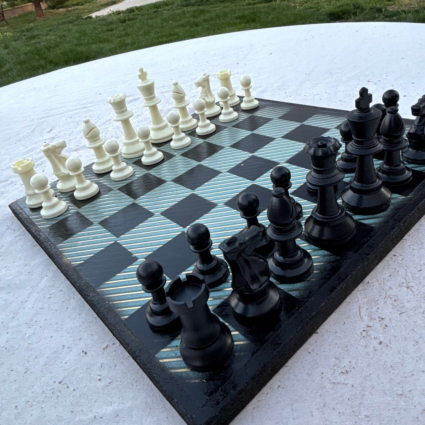 Green Vintage Lines - Scrapbook Chess Set