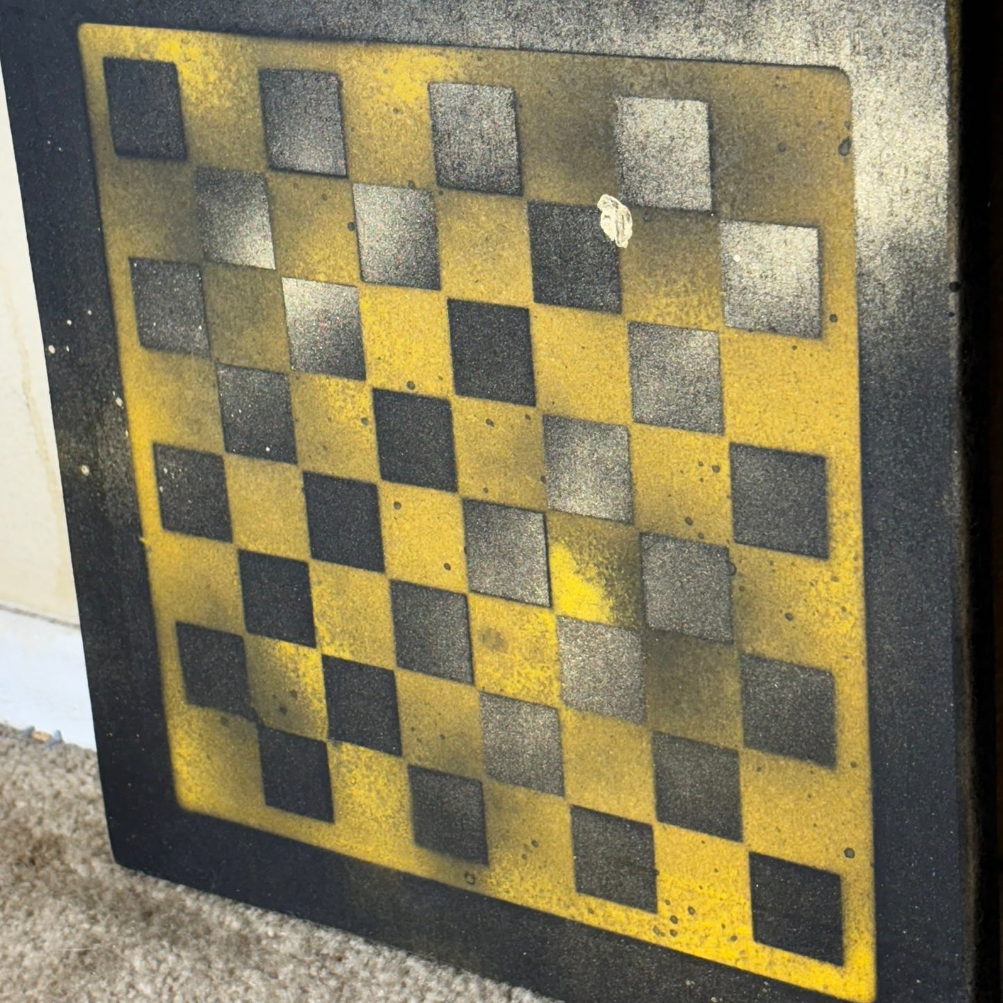Dirty Yellow - Painted Chess Board