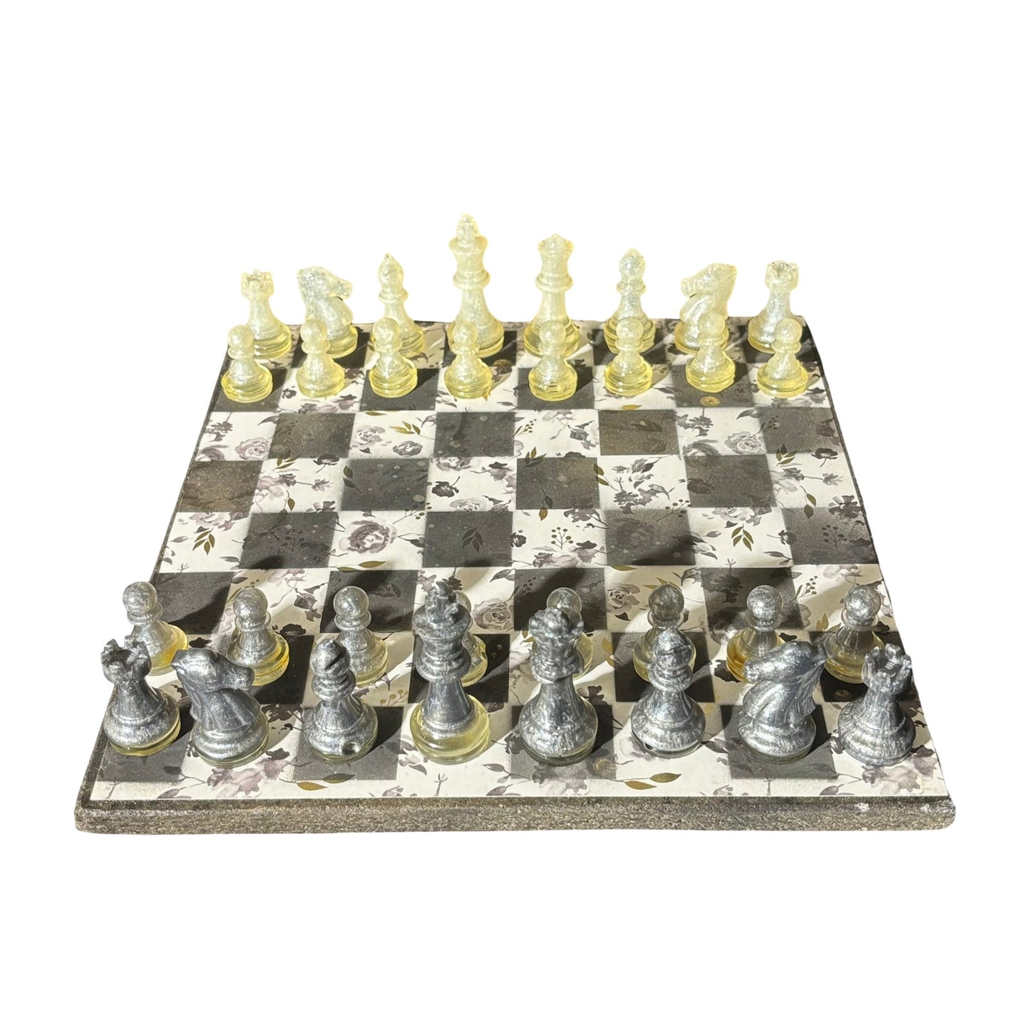 Black Flower - Scrapbook Chess Set