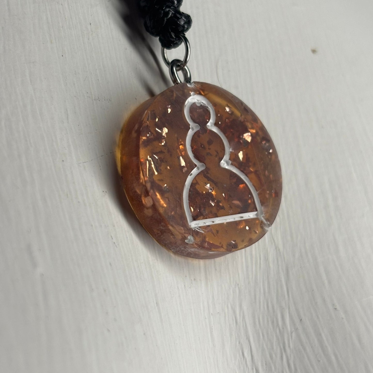 Amber Pawn - Handmade Resin Chess Necklace