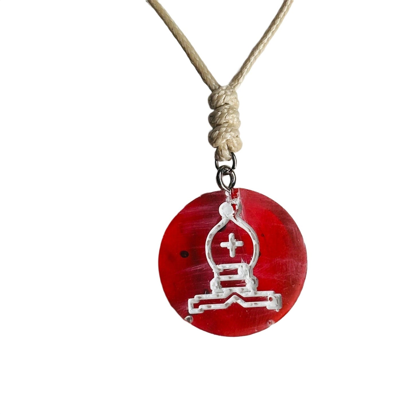 🎁 Classic Red Bishop - Handmade Resin Chess Necklace (100% off)
