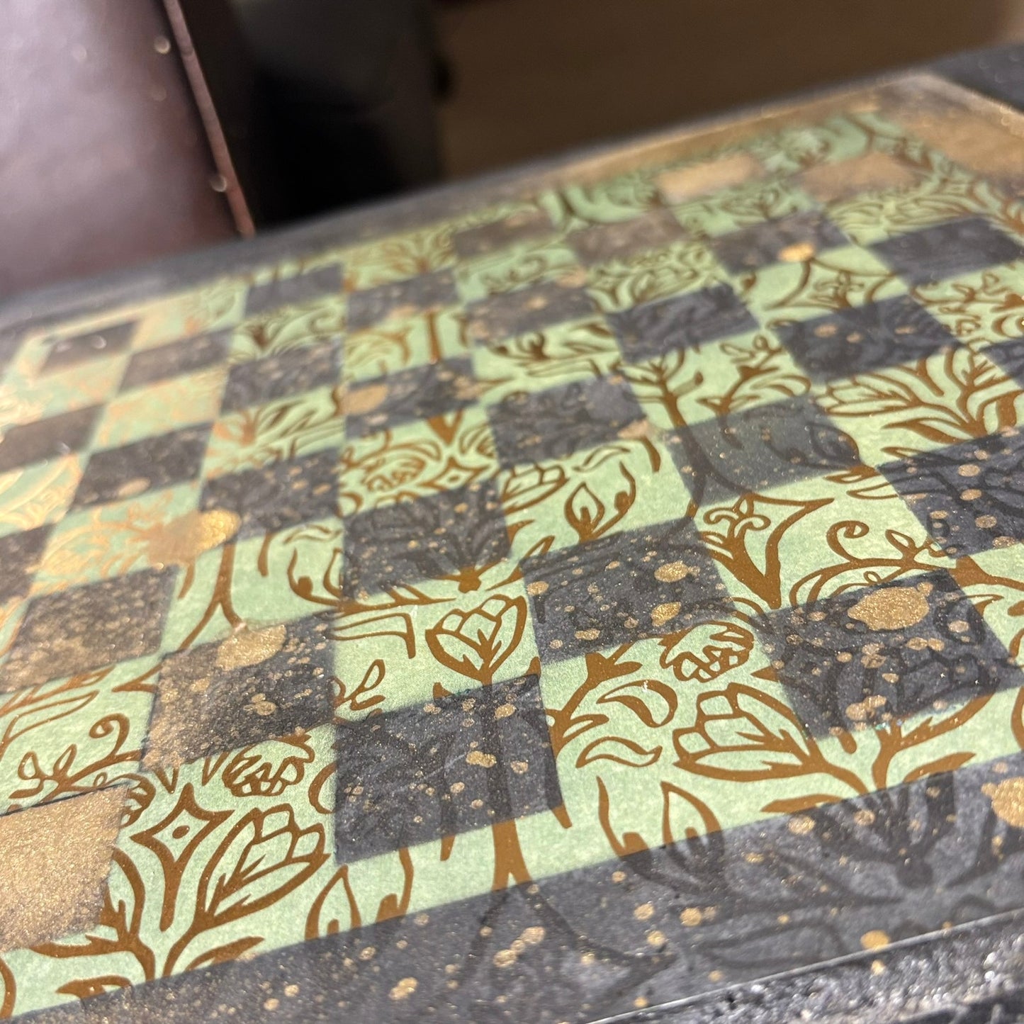 Golden Vintage Green - Scrapbook Chess Set