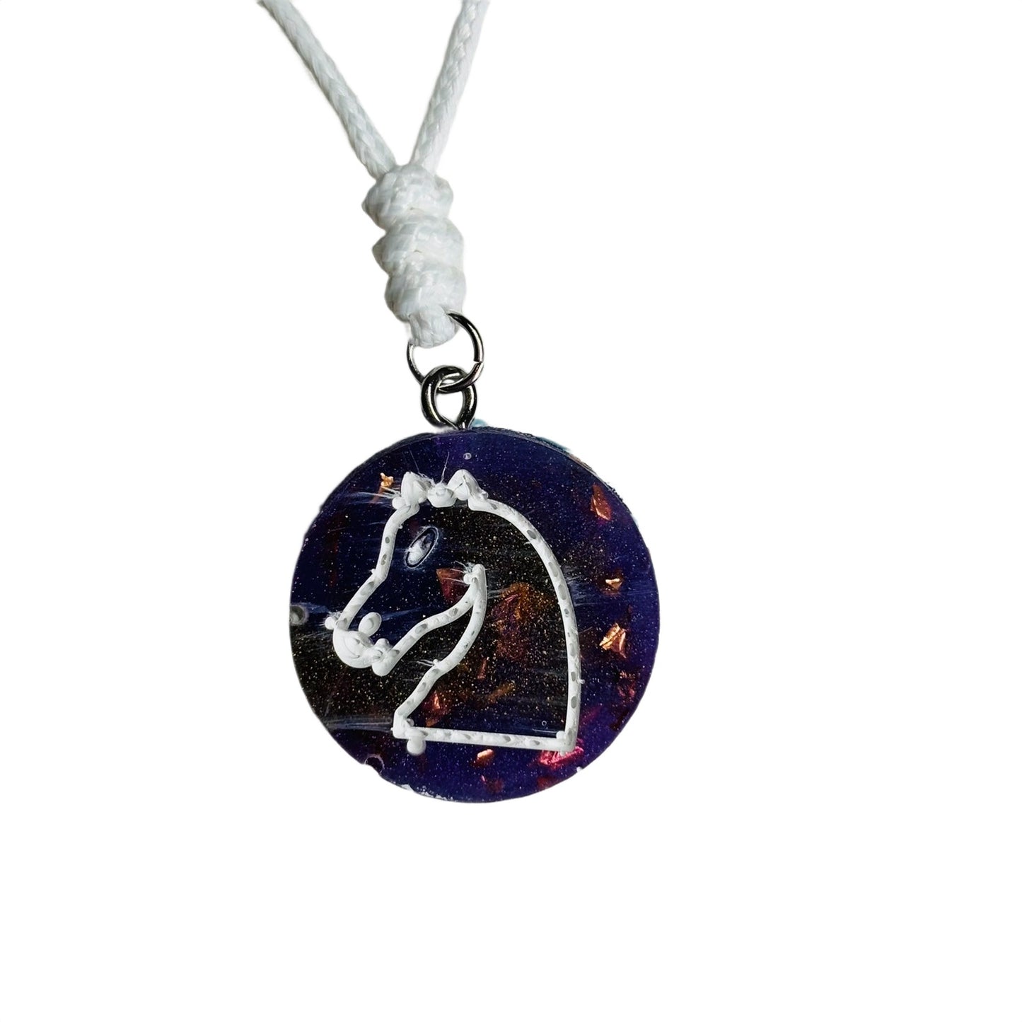 Purple Crystal Knight - Handmade Resin Chess Necklace