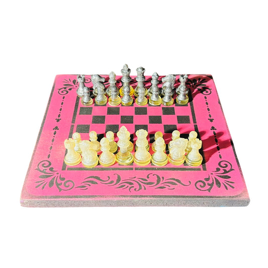 Pink & Black - Painted Chess Set