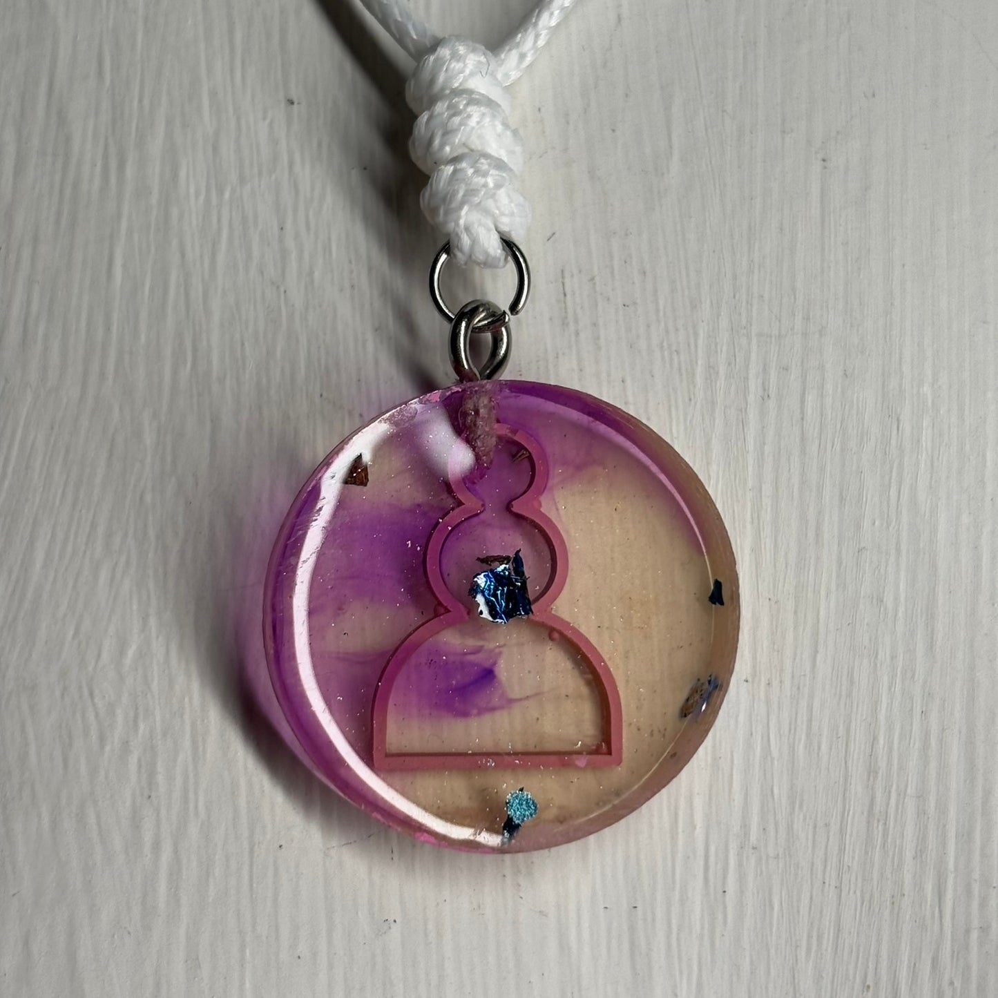 Pink Faded Pawn - Handmade Resin Chess Necklace - Flat Edition