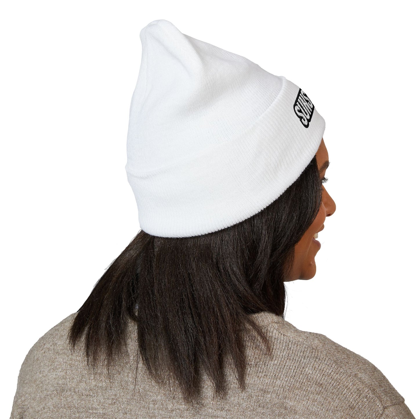 Sunset Chess Drip- White Beanie