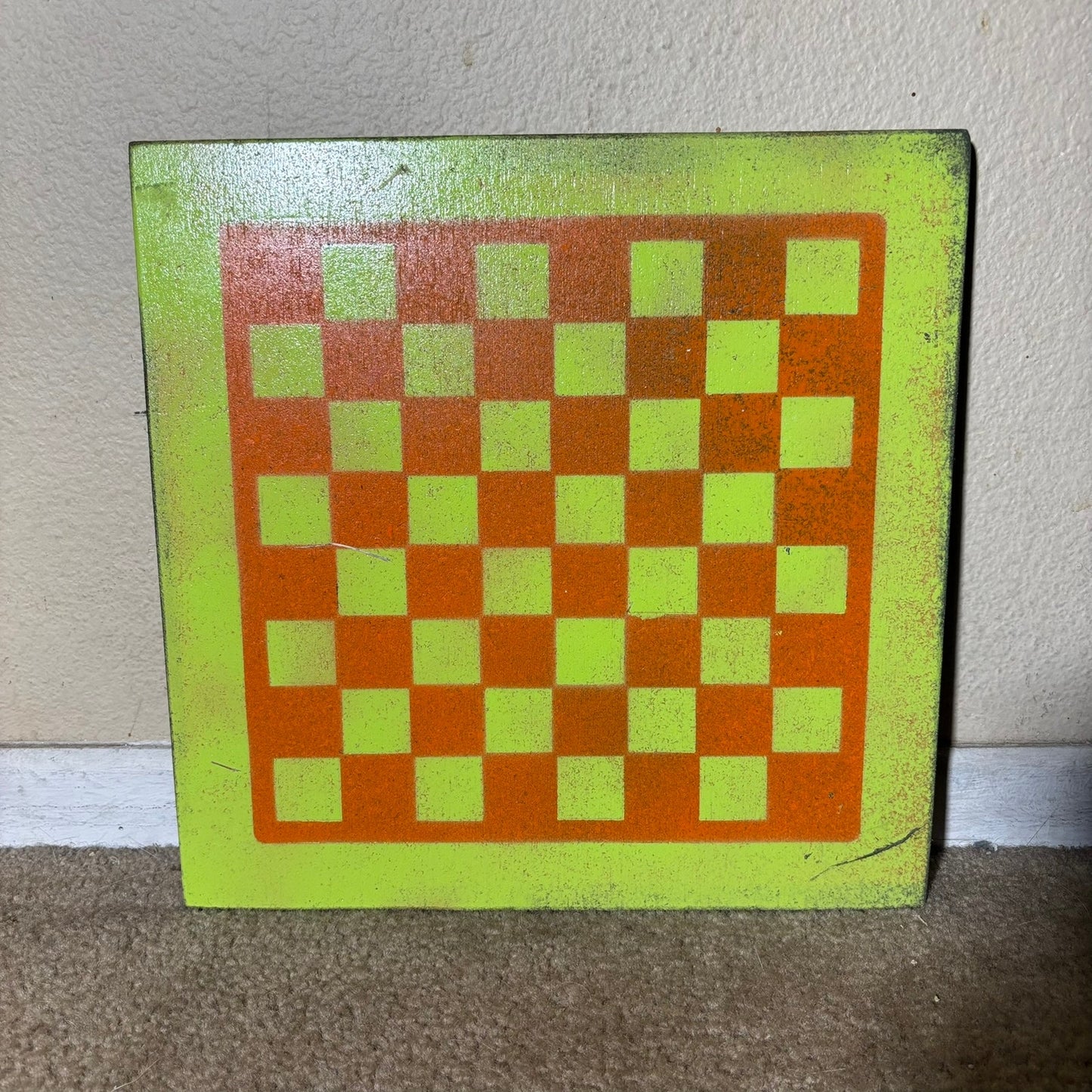 Green & Orange - Painted Chess Board