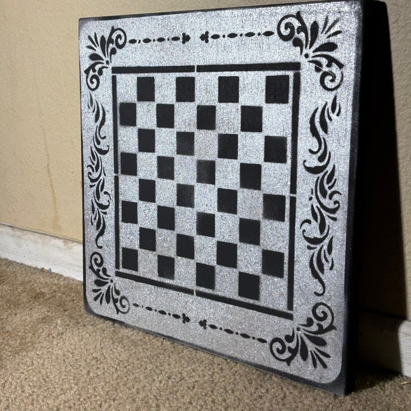 Gray & Black - Painted Chess Board