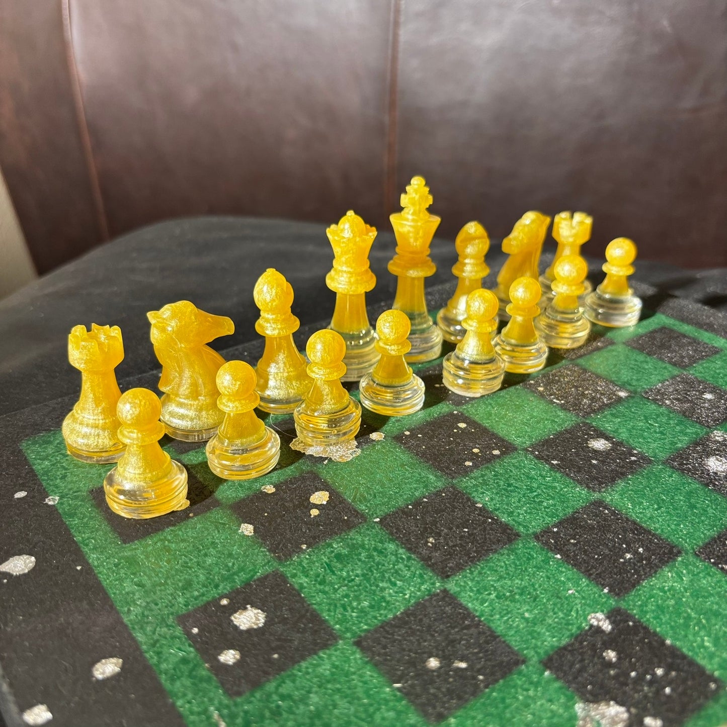 Mistic Yellow Green - Painted Chess Set