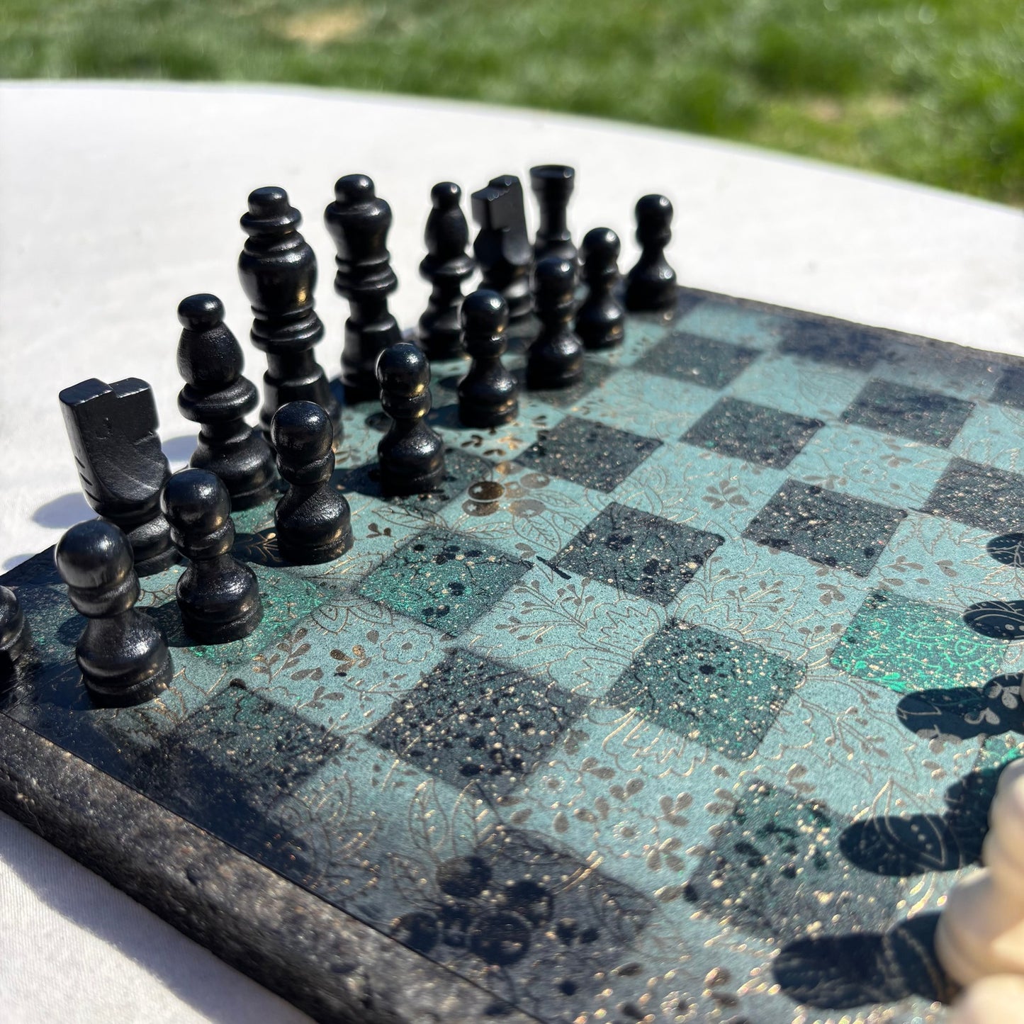 Sparkle Green Gold - Scrapbook Chess Set