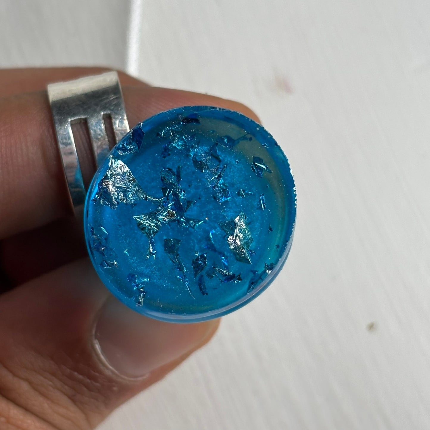 Ice Blue Bishop - Handmade Resin Chess Necklace