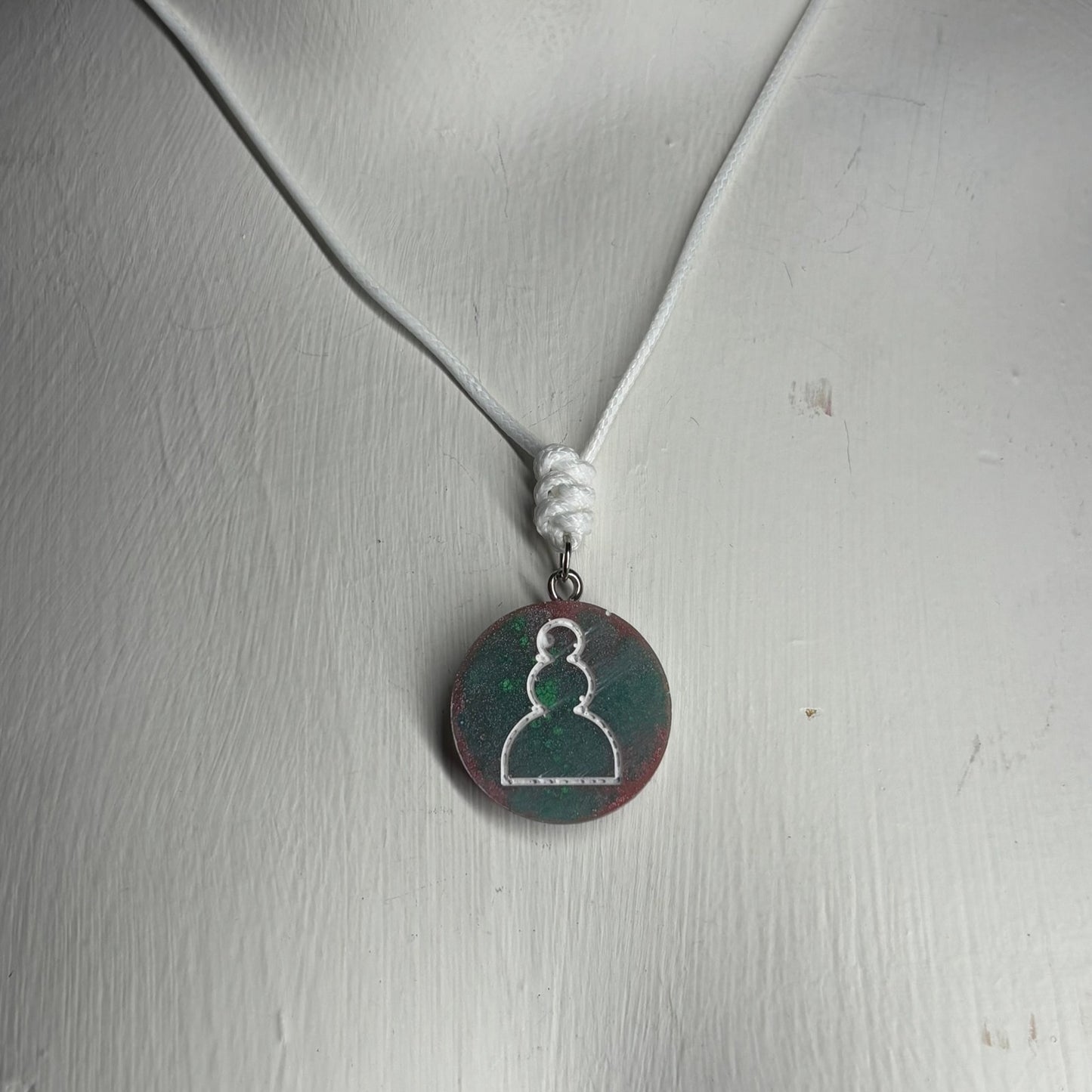 Forest Mint Pawn - Handmade Resin Chess Necklace - Flat Edition
