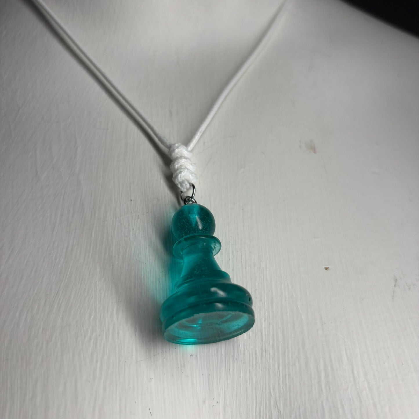 Mint Green Pawn - Handmade Resin Chess Necklace