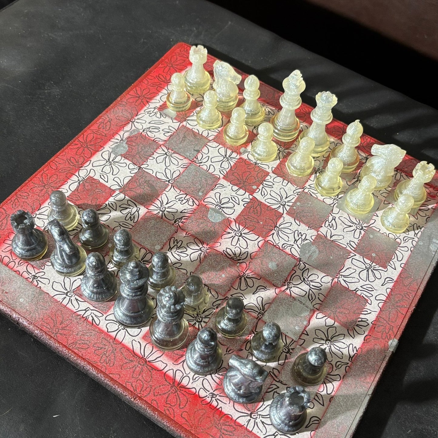 Silver Mist Red - Scrapbook Chess Set