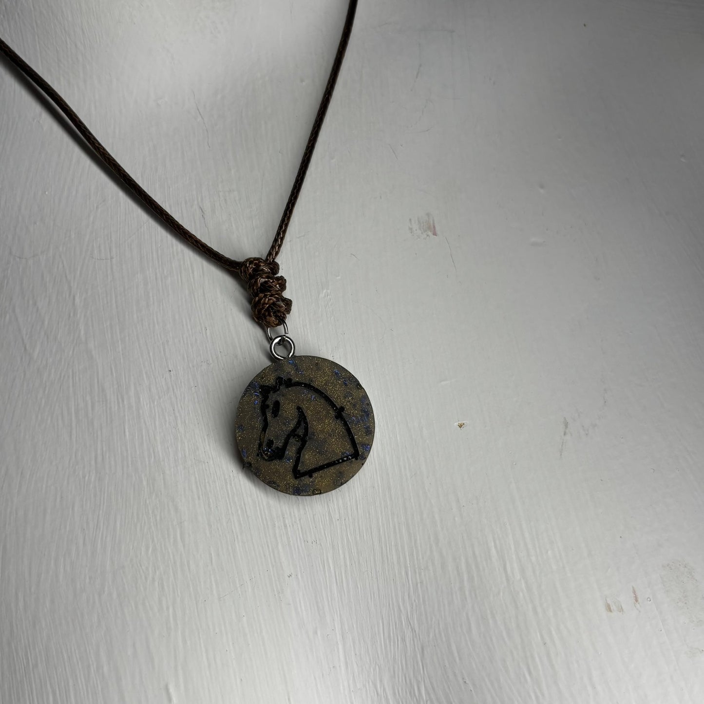 Luxury Brown Knight - Handmade Resin Chess Necklace