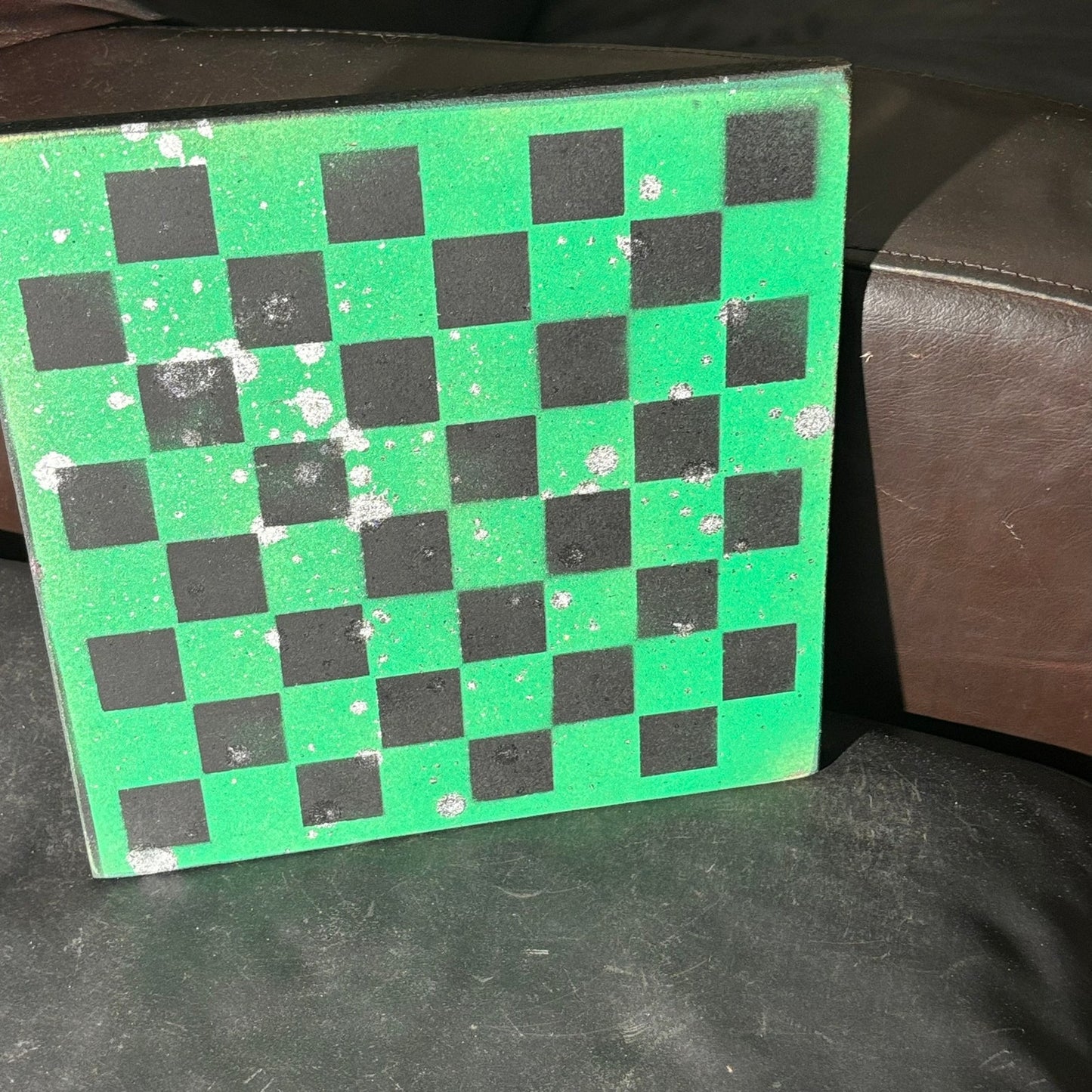 Supreme Green Splatter - Painted Chess Board