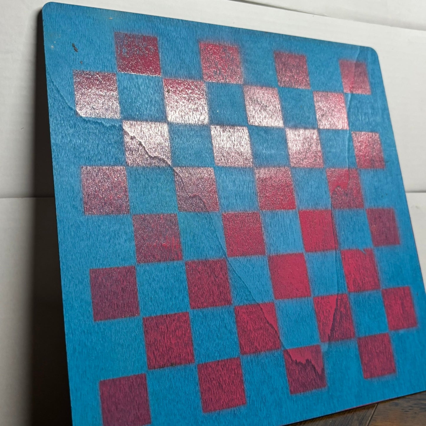 Pink & Blue - Painted Thin Wooden Chess Board