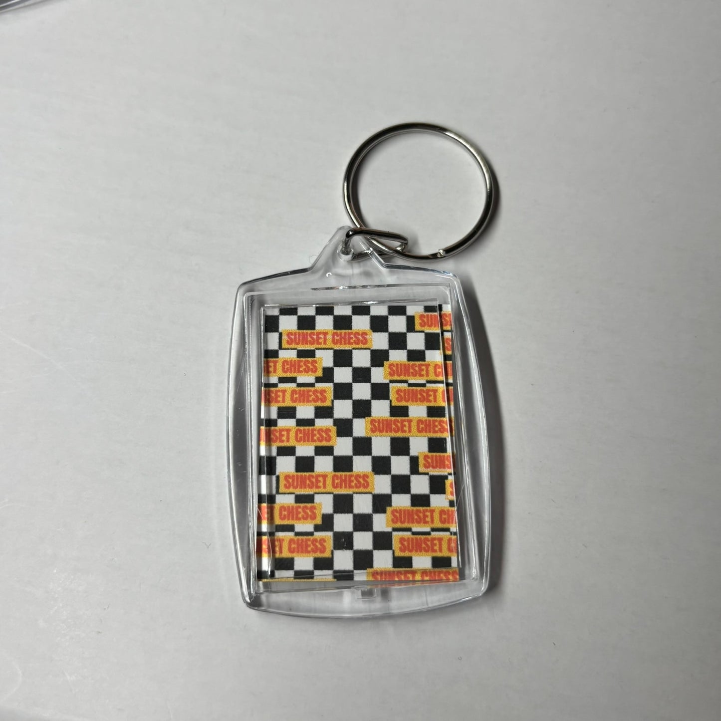 Pigs Play Chess - Sunset Chess Photo Keychain