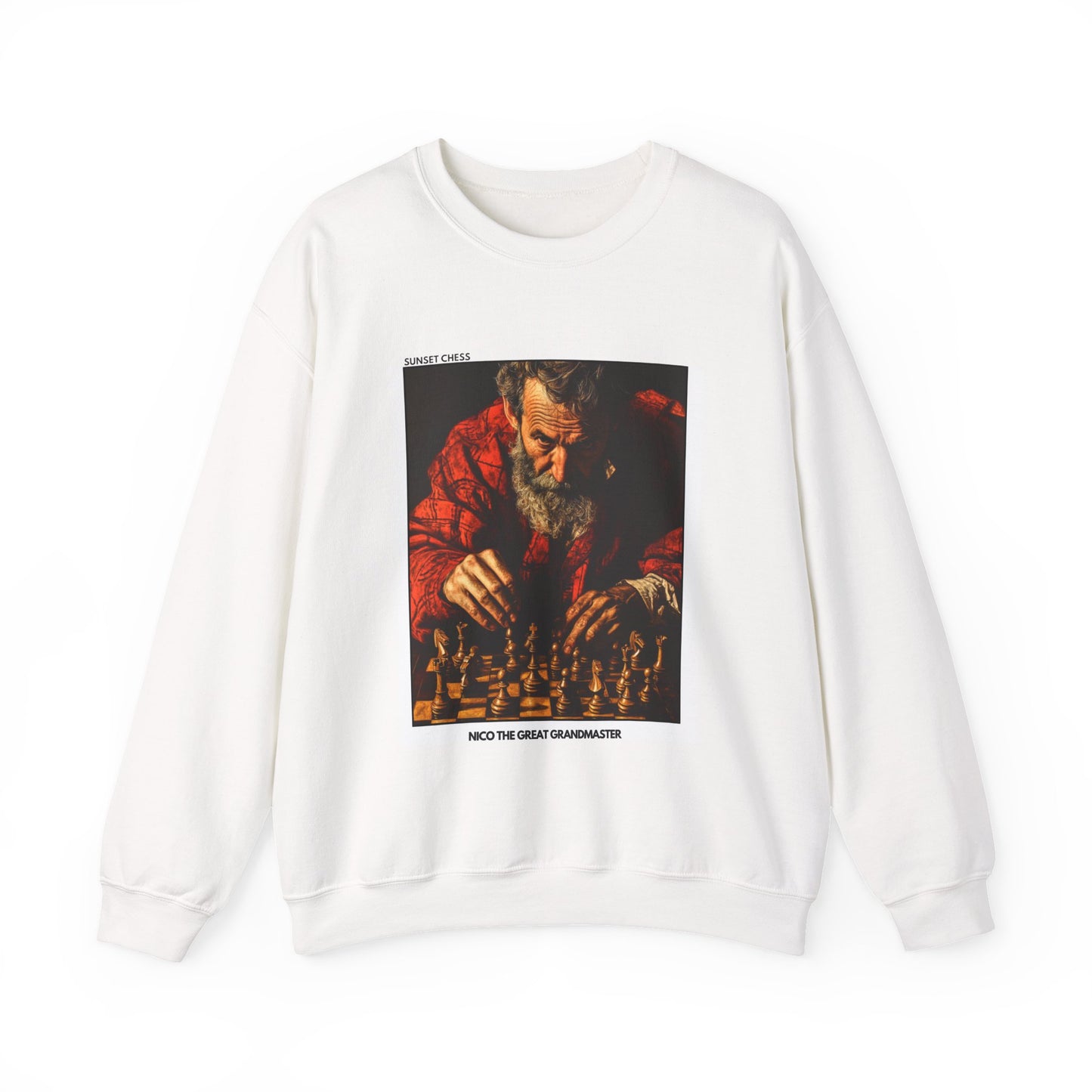 Nico The Grandmaster - White Chess Crewneck Sweater
