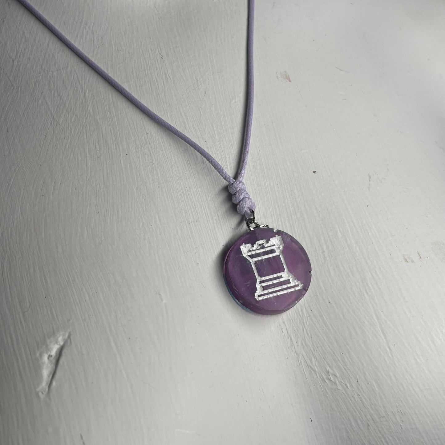 Purple Rook - Handmade Resin Chess Necklace