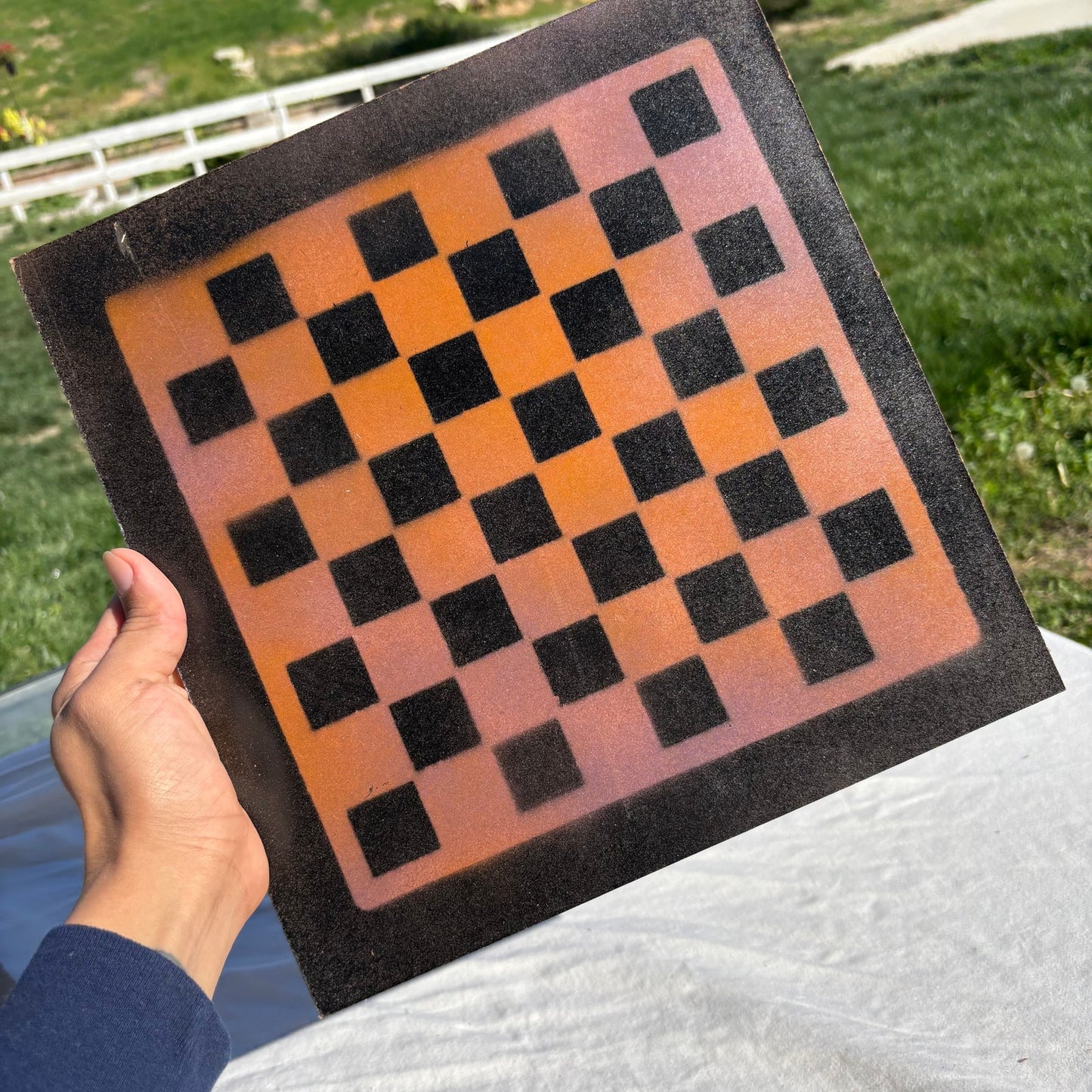 Orange & Black - Painted Chess Set