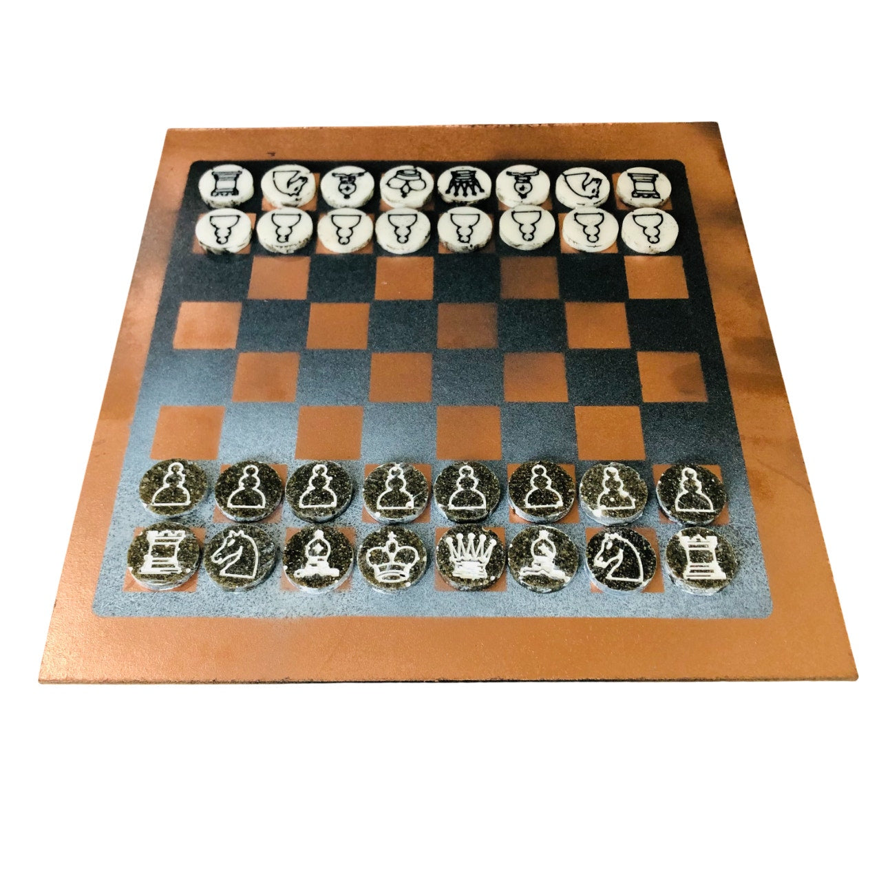 Bronze Black Snow - Painted Chess Set