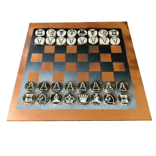 Bronze Black Snow - Painted Chess Set