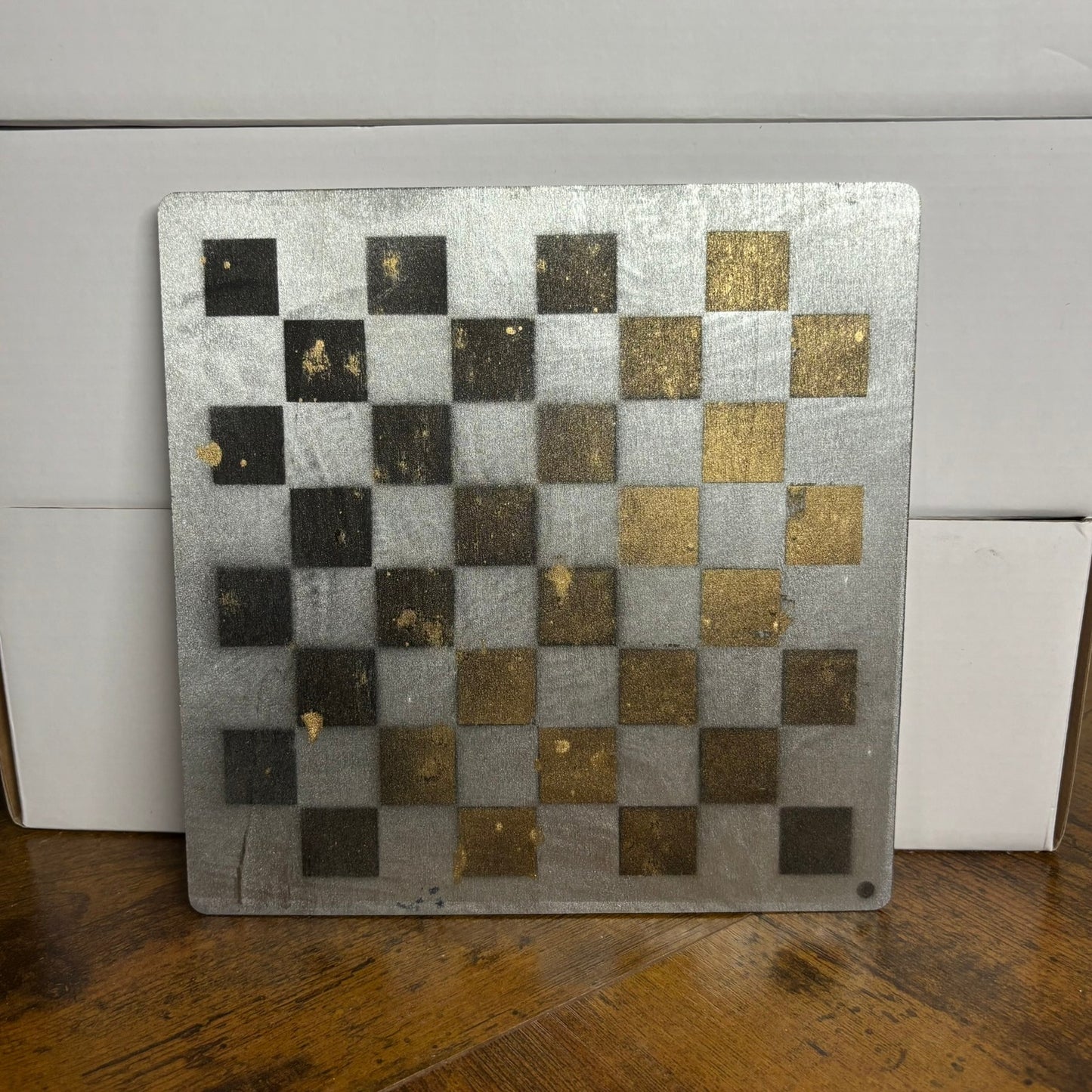 Silver Golden Hue - Painted Thin Wooden Chess Board