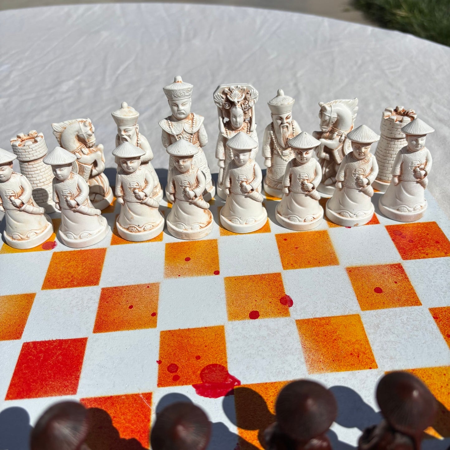Fire Orange & White - Chinese Edition Chess Set