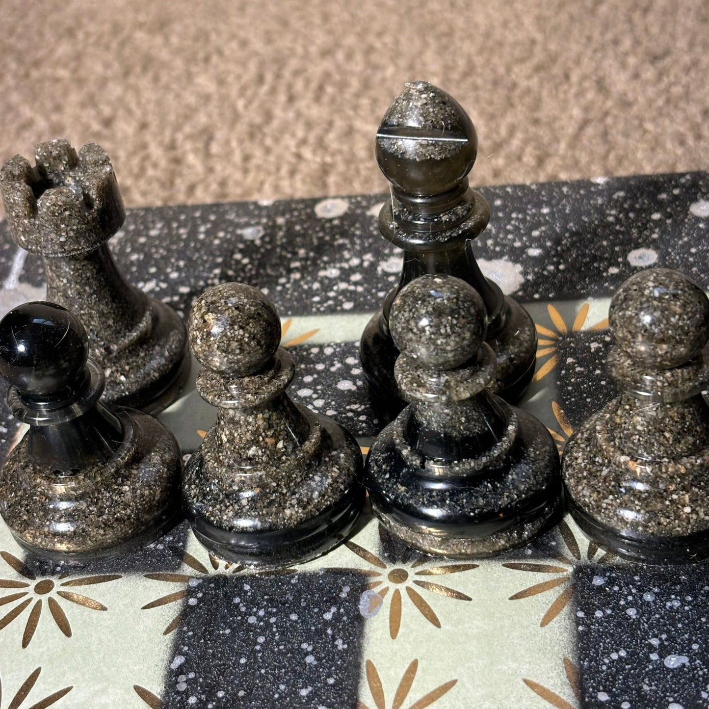 Mystic Green Chrome Drip - Large Deluxe Chess Set