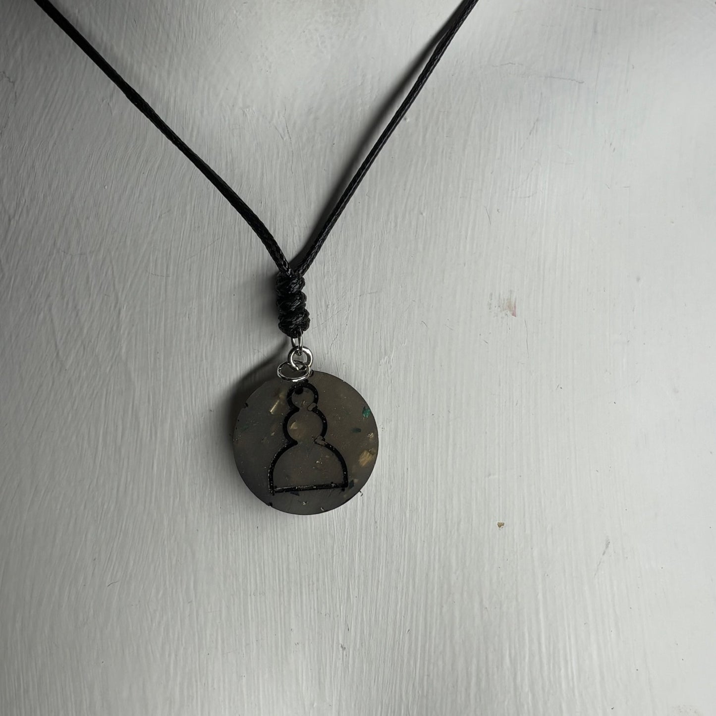 Dark Castle Gray Pawn - Handmade Resin Chess Necklace