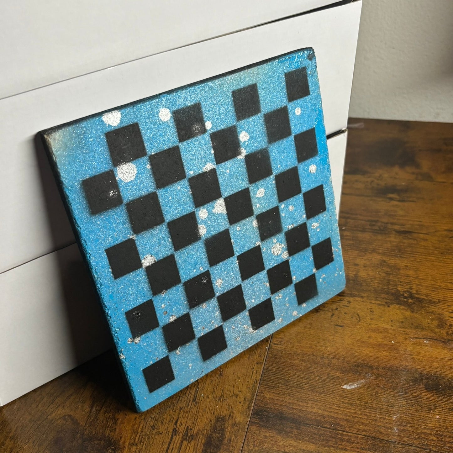 Red & Black Chrome Drip - Painted Double Sided Chess Board