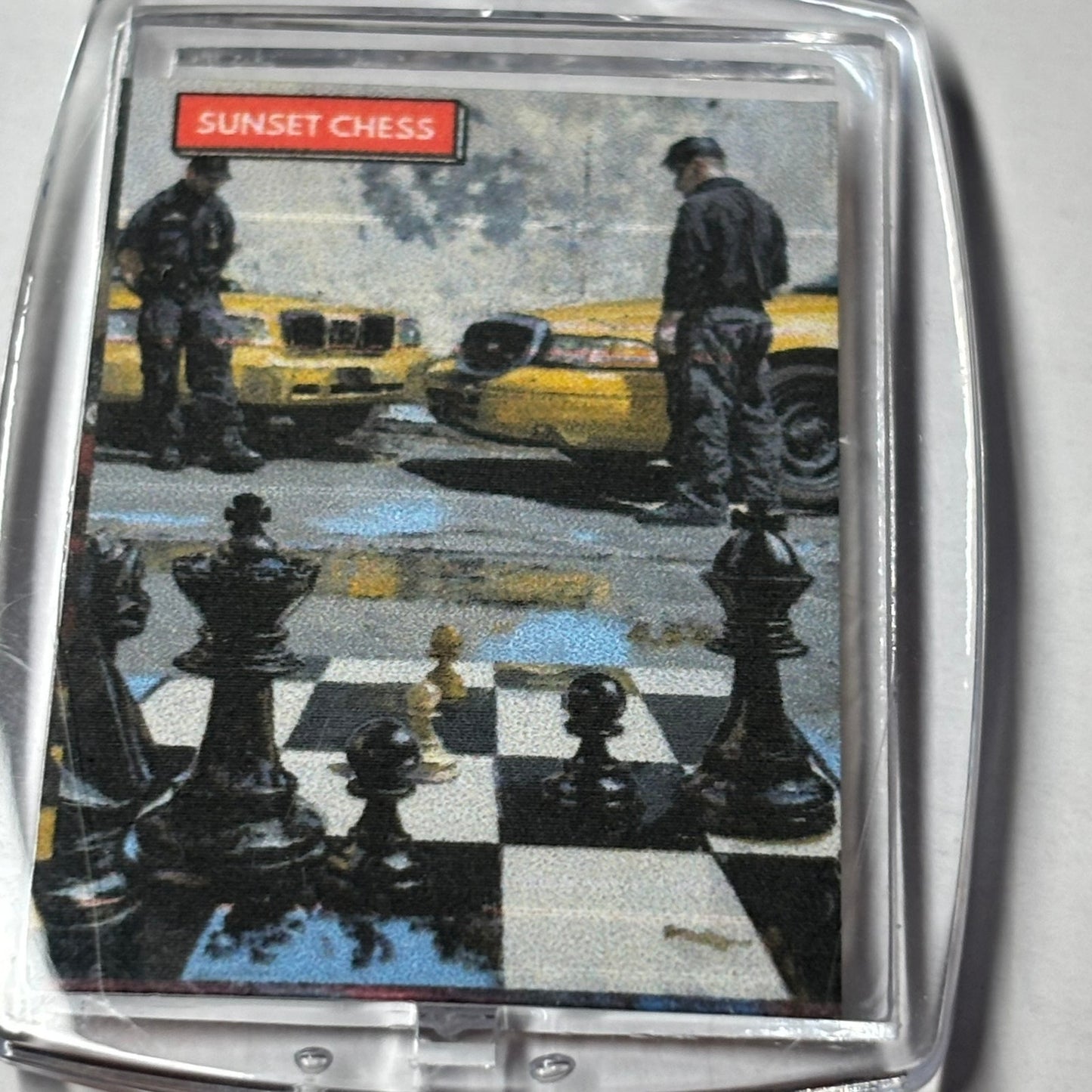 New York Streets - Sunset Chess Photo Keychain