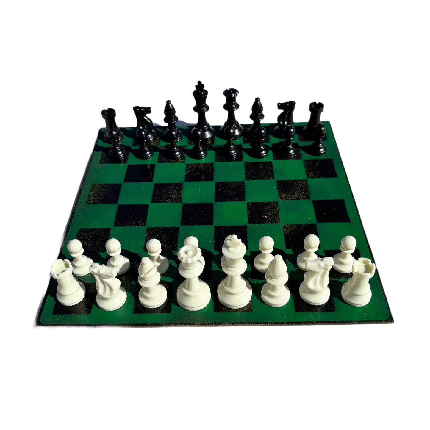 Green & Black - Painted Chess Set