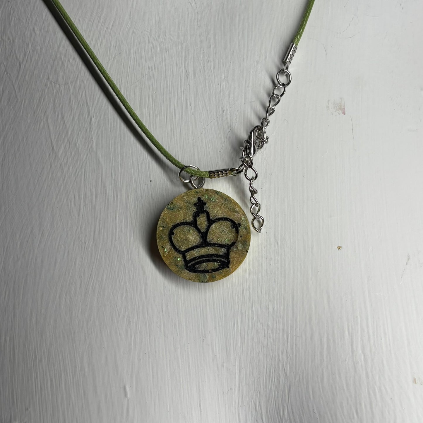 Modest Green King - Handmade Resin Chess Necklace