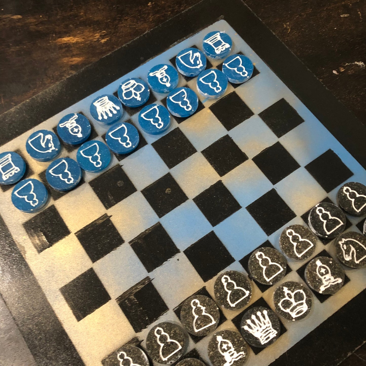 Bronze Blue - Painted Chess Set
