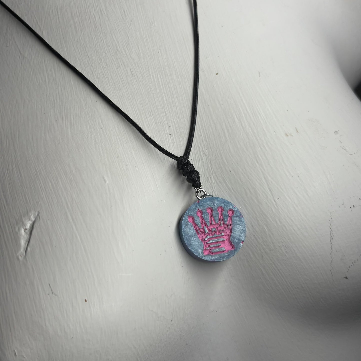 Pink Pawn Queen - Handmade Resin Chess Necklace