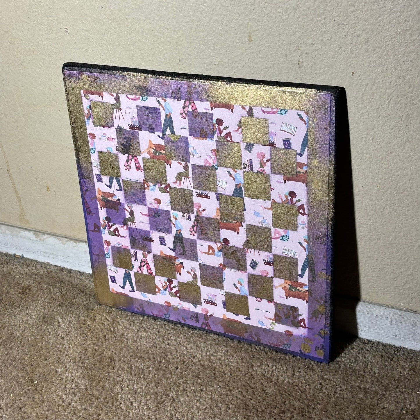 Purple Gold College Studies - Scrapbook Chess Board