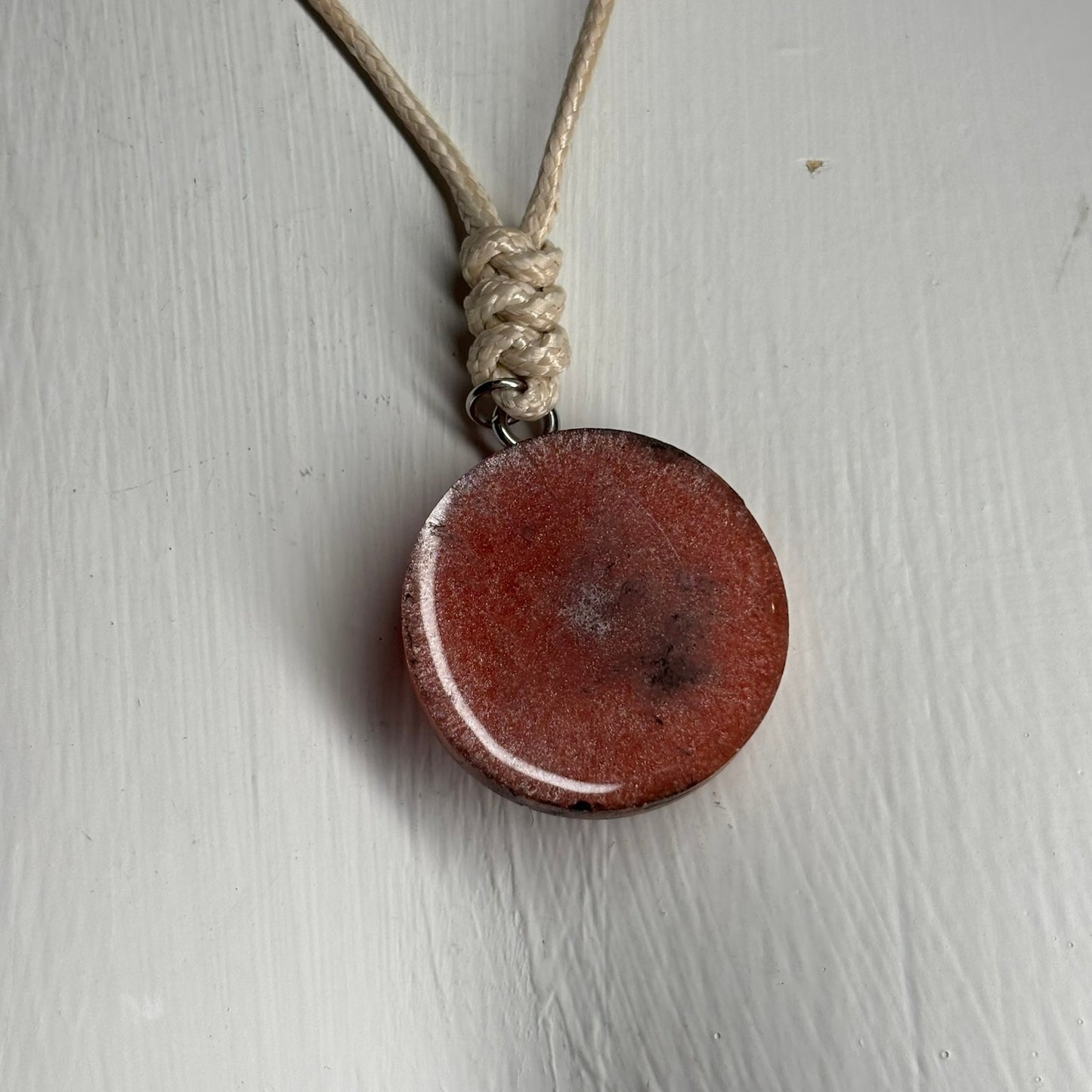 Cream Peach Knight - Handmade Resin Chess Necklace