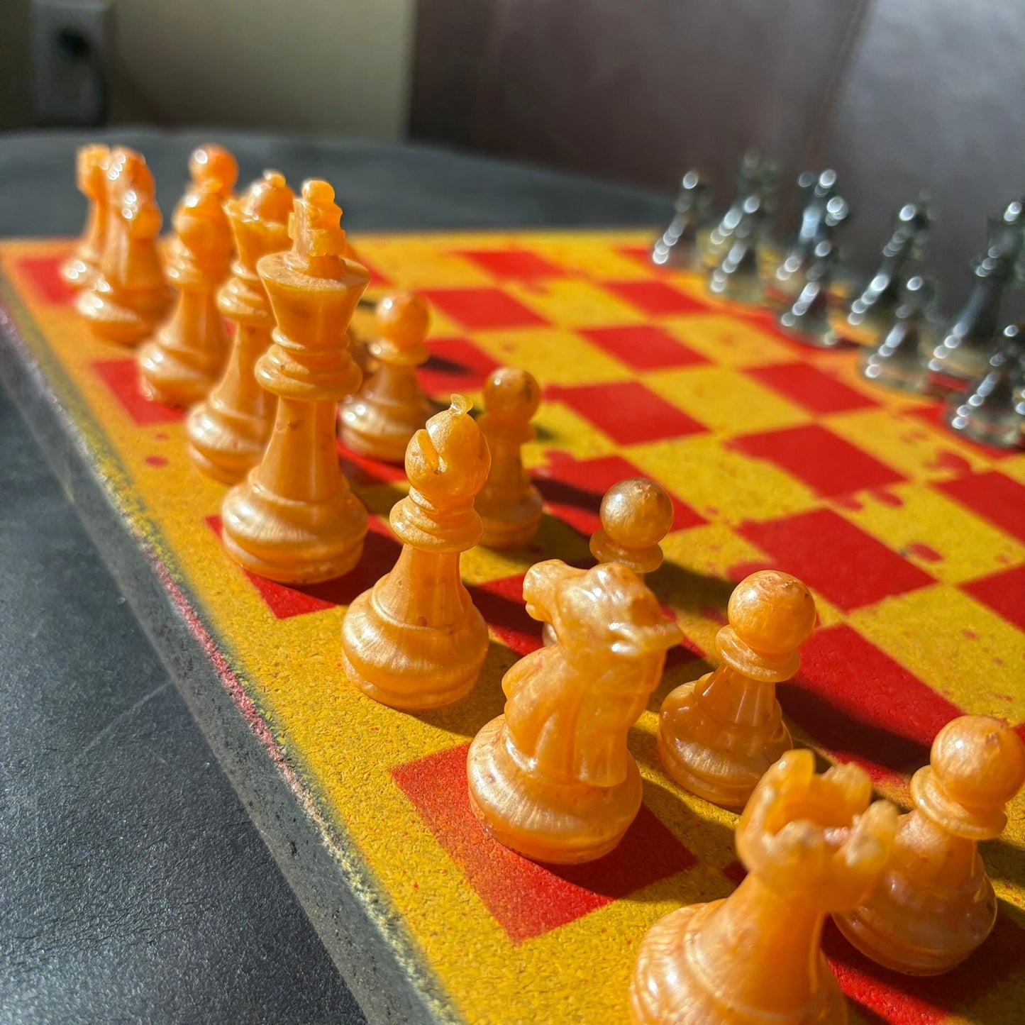 Spartan Golden Red - Painted Chess Set