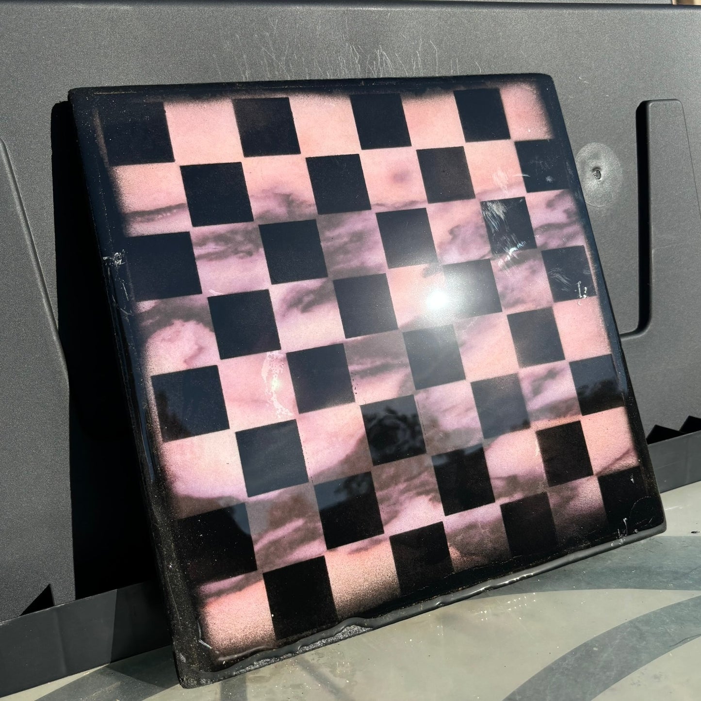 Pink Swish - Resin Coated Chess Board