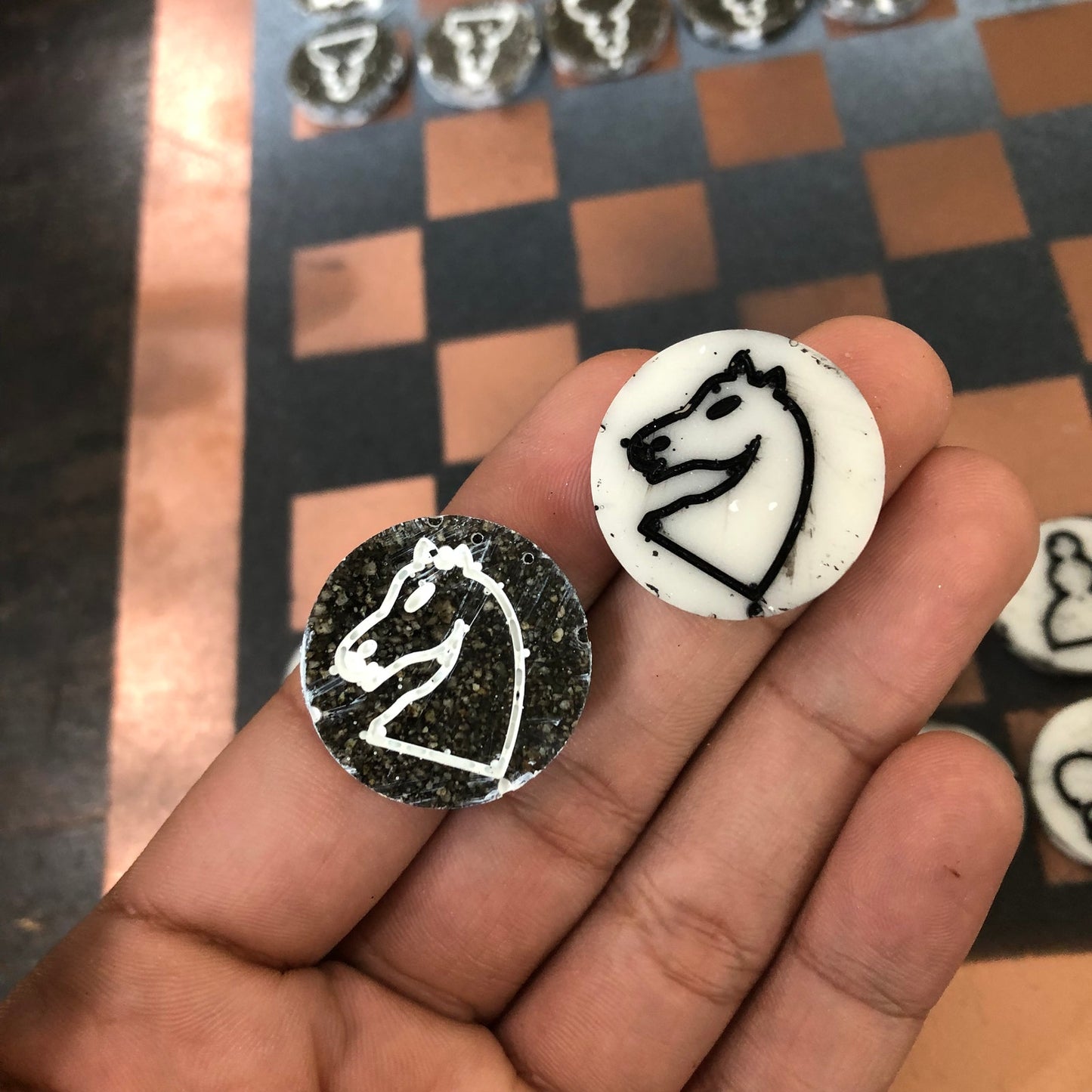 Bronze Black Snow - Painted Chess Set